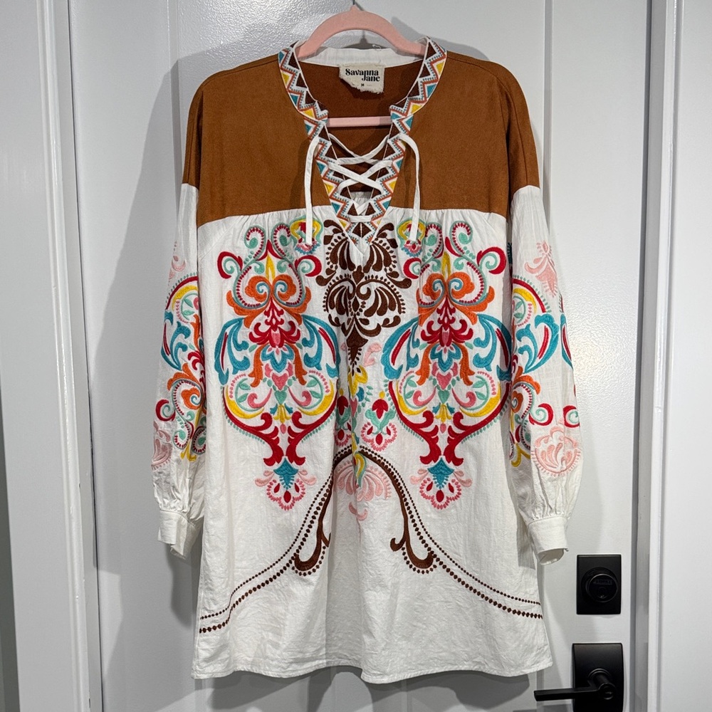 Savannah Jane Colorful Patterned Dress